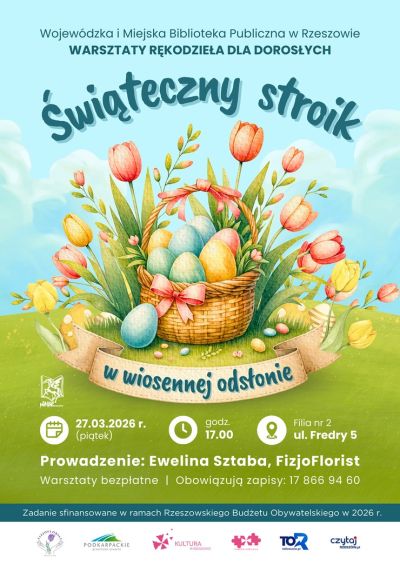 Grafika promująca warsztaty Świąteczny stroik w wiosennej odsłonie